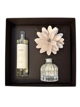 Muhà - Confezione Regalo Diffusore Flower e Spray Ambienti - Fiori di Cotone