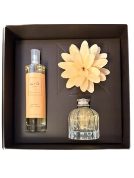 Muhà - Confezione Regalo Diffusore Flower e Spray Ambienti - Vaniglia e Ambra Pura