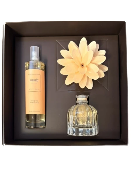 Muhà - Gift Set: "Flower" Diffuser + Room Spray - Vanilla and Pure Amber