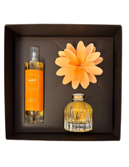 Muhà - Confezione Regalo Diffusore Flower e Spray Ambienti - Cedro e Bergamotto