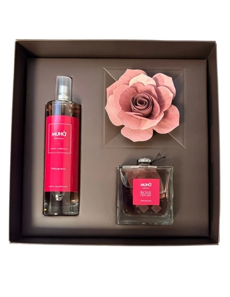 Muhà - Gift Set: "Rose" Diffuser + Room Spray - Pomegranate