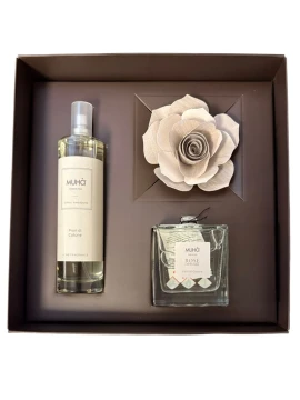 Muhà - Gift Set: "Rose" Diffuser + Room Spray - Cotton Flowers