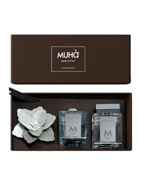 Muhà - Gift Set: "Magnolia" Diffuser + Reed Diffuser - Cotton Flowers