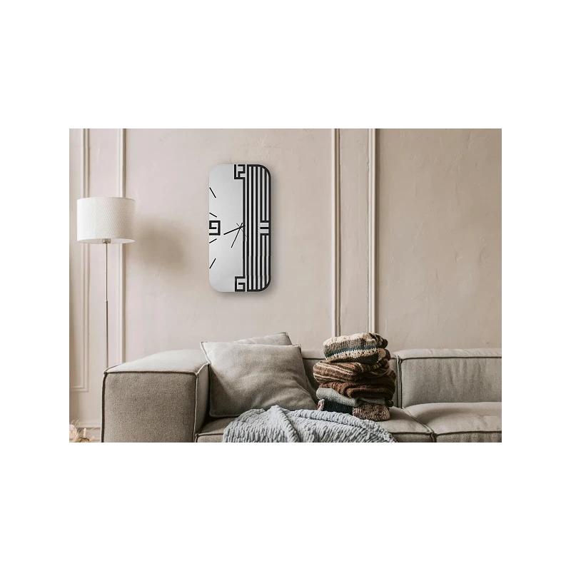 Ceart - Lyra Vertical Wall Clock - Black / Smoked Black Mirror