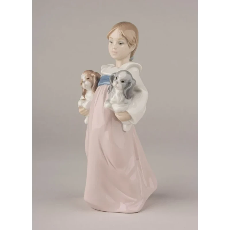 Lladró - Scultura Bimba con Cuccioli - Porcellana