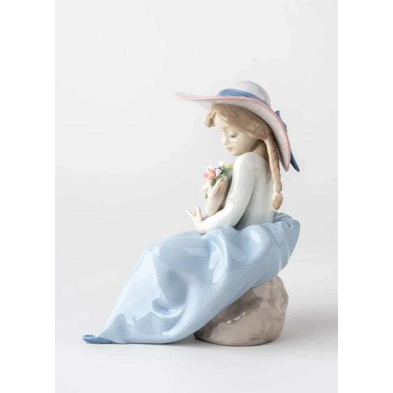 Lladró - Girl with Flowers Sculpture - Porcelain