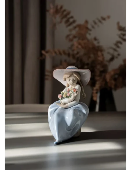 Lladró - Girl with Flowers Sculpture - Porcelain