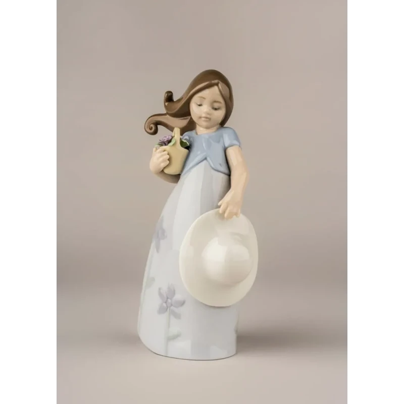 Lladró - Little Violet Girl Sculpture - Porcelain