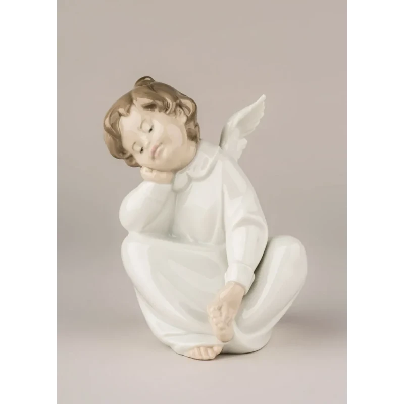 Lladró - Sitting Angel Sculpture - Porcelain