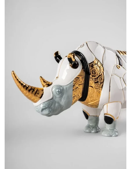 Lladró - Cyborg Rhino Sculpture - Porcelain