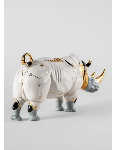 Lladró - Cyborg Rhino Sculpture - Porcelain