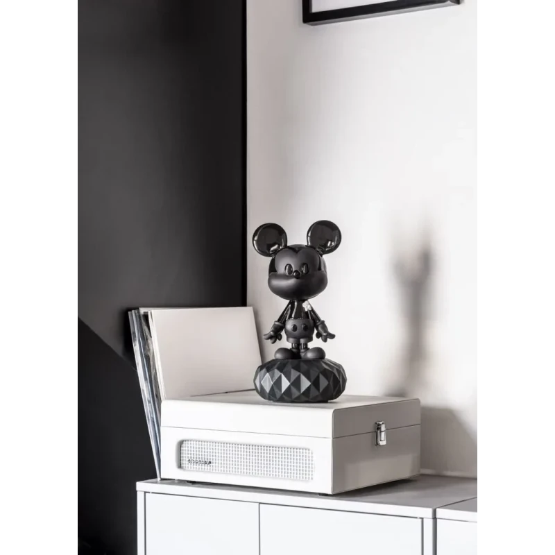 Lladró - Mickey Total Black Sculpture - Black
