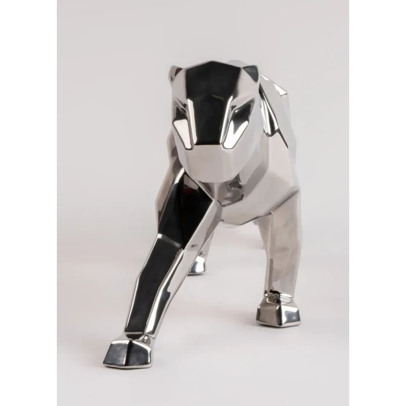 Lladró - Panther Sculpture - Silver