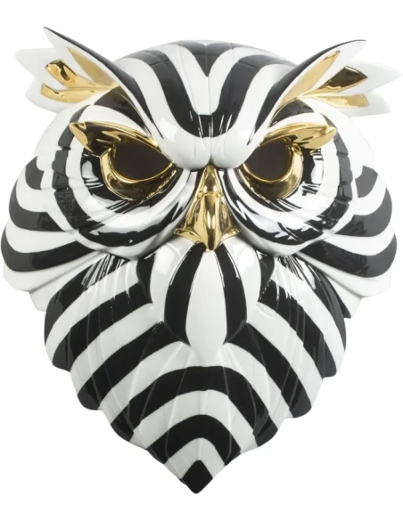 Lladró - Scultura Maschera Gufo - Nero Oro