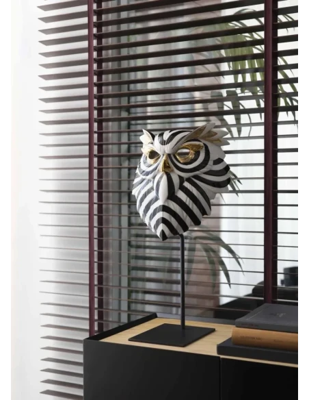 Lladró - Scultura Maschera Gufo - Nero Oro