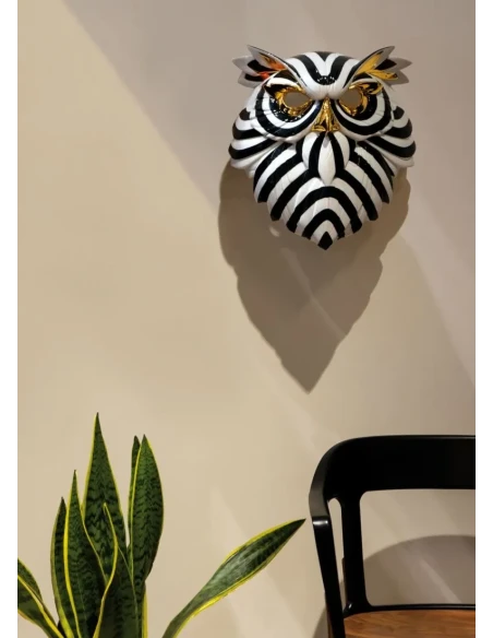Lladró - Owl Mask Sculpture - Black Gold