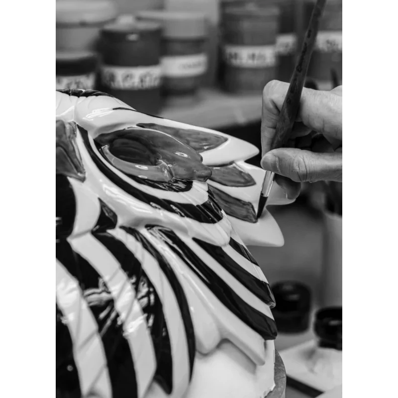 Lladró - Scultura Maschera Gufo - Nero Oro