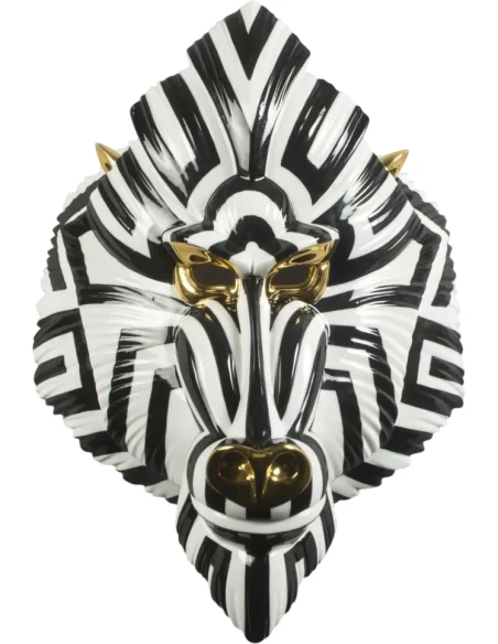 Lladró - Scultura Maschera Mandrillo - Nero Oro