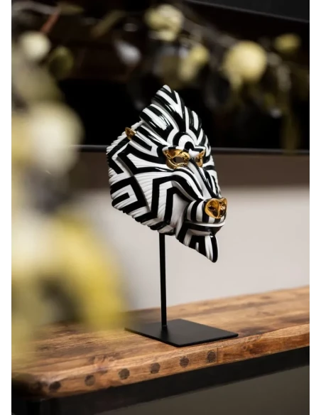 Lladró - Scultura Maschera Mandrillo - Nero Oro