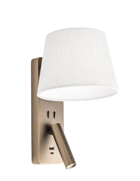 Redo Group - Nemia Lampada da Parete con Led e Presa USB - Bronzo Antico