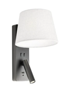 Redo Group - Nemia Lampada da Parete con Led e Presa USB - Nero Opaco