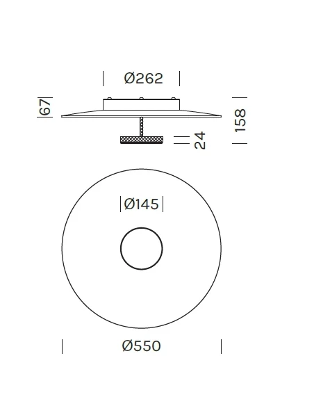 Olev - Overfly Plus PL Ceiling Lamp - Super Matt White / Gold