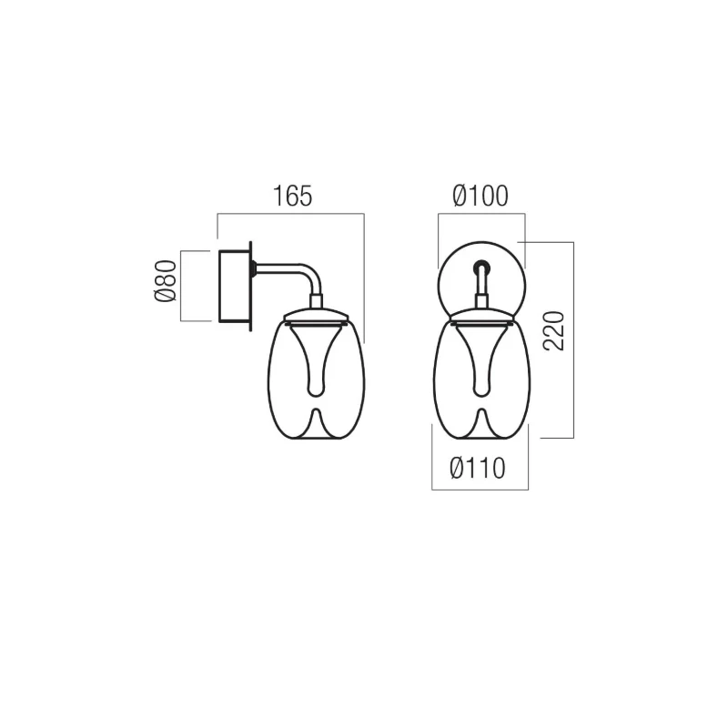 Redo Group - Drop Lampada da Parete - Cromo / Trasparente
