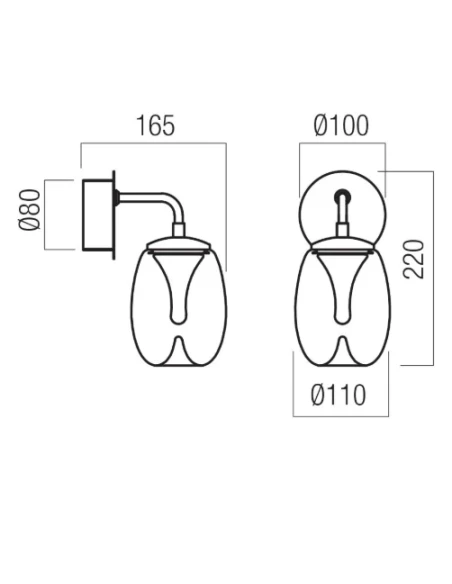 Redo Group - Drop Lampada da Parete - Nero Opaco / Fumè