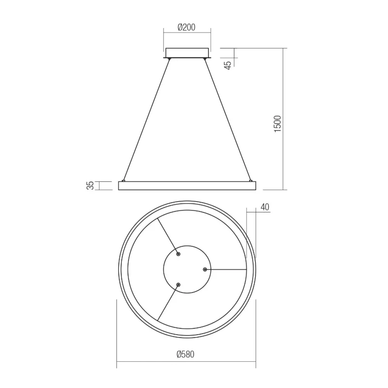 Redo Group - Iconic Single Suspension Lamp - Matt Gold