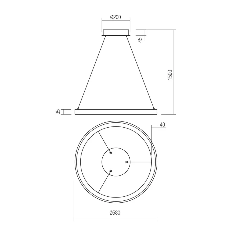 Redo Group - Iconic Lampada a Sospensione Singola - Nero Opaco