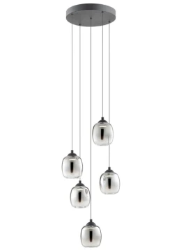 Redo Group - Khadi Multiple Pendant Lamp - Matte Black / Smoked Shade