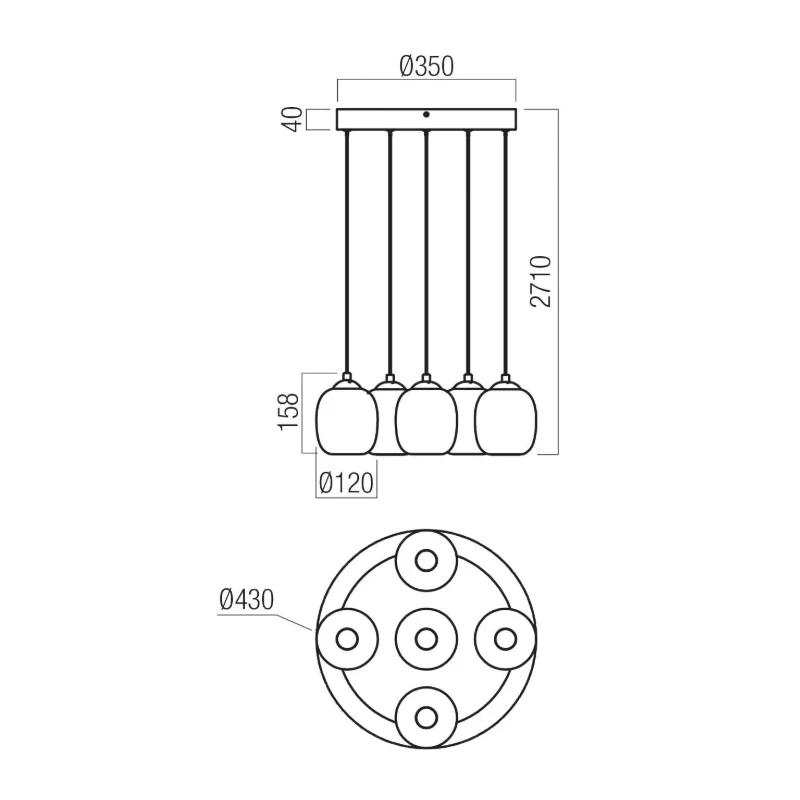 Redo Group - Khadi Lampada a Sospensione Multipla - Nero Opaco / Sfumato Fumè