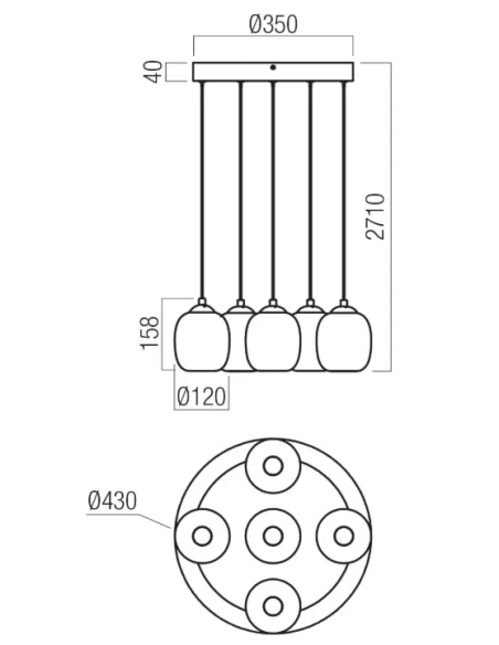 Redo Group - Khadi Lampada a Sospensione Multipla - Nero Opaco / Sfumato Fumè