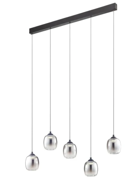 Redo Group - Khadi Linear Pendant Lamp - Matte Black / Smoked Shade