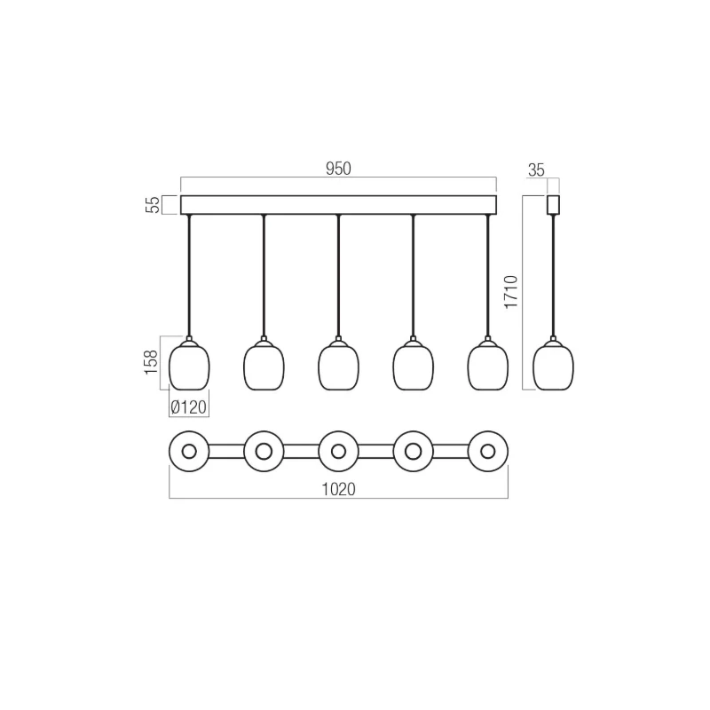 Redo Group - Khadi Linear Pendant Lamp - Matte Black / Smoked Shade