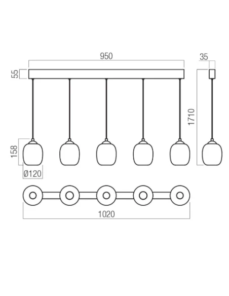 Redo Group - Khadi Linear Pendant Lamp - Matte Black / Smoked Shade