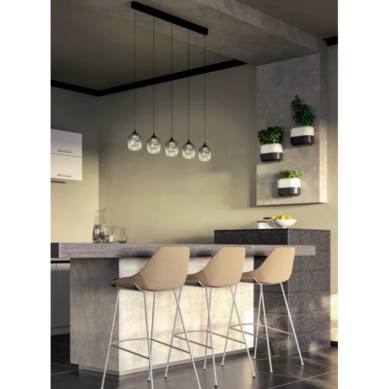 Redo Group - Khadi Linear Pendant Lamp - Matte Black / Smoked Shade