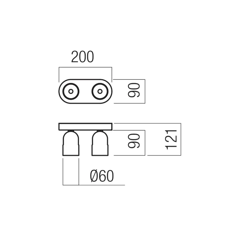 Redo Group - Kobe Lampada da Parete / Soffitto Doppia - Nero Opaco / Silver Coffee