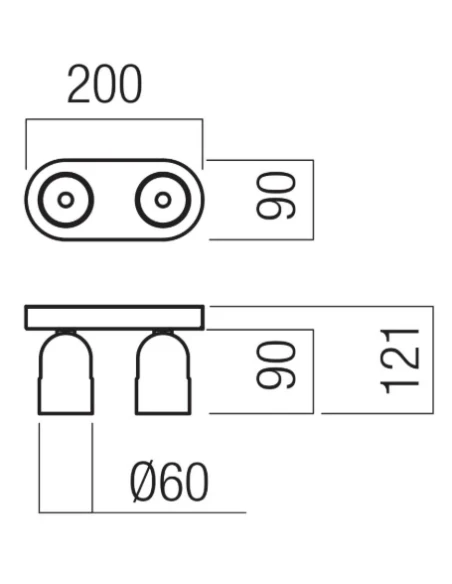 Redo Group - Kobe Wall / Ceiling Double Lamp - Matt Black / Silver Coffee