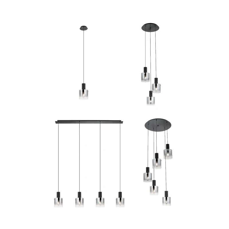 Redo Group - Lou Single Pendant Lamp - Brushed Black / Smoked Shade