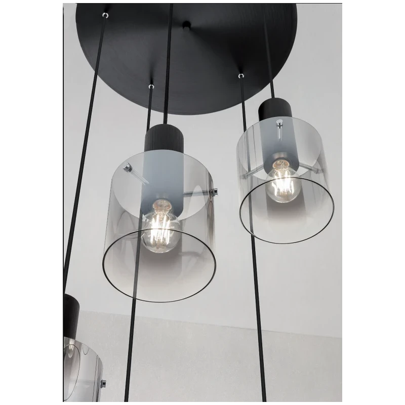 Redo Group - Lou Multiple Pendant Lamp - Brushed Black / Smoked Shade
