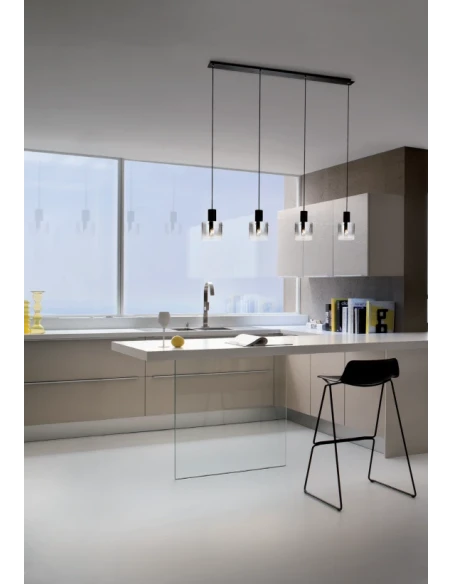 Redo Group - Lou Linear Pendant Lamp - Brushed Black / Smoked Shade