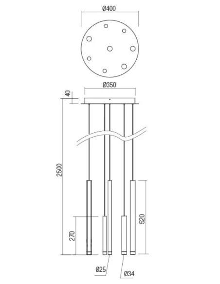 Redo Group - Madison Lampada a Sospensione Multipla - Rame Anodizzato