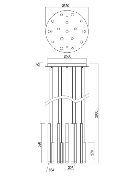 Redo Group - Madison Lampada a Sospensione Multipla - Rame Anodizzato
