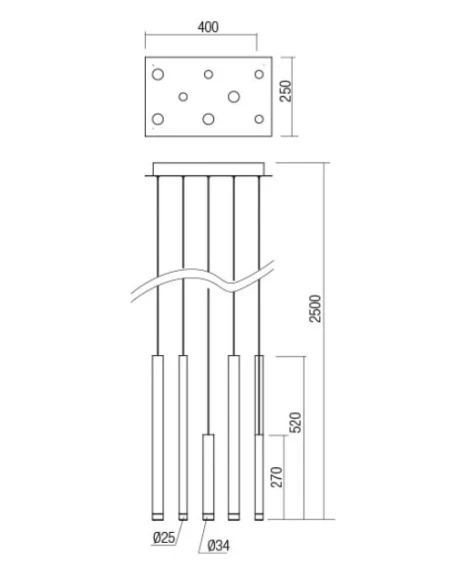 Redo Group - Madison Lampada a Sospensione Multipla - Nero Anodizzato