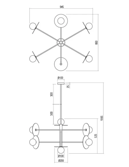 Redo Group - Plato Lampada a Sospensione Multipla - Oro