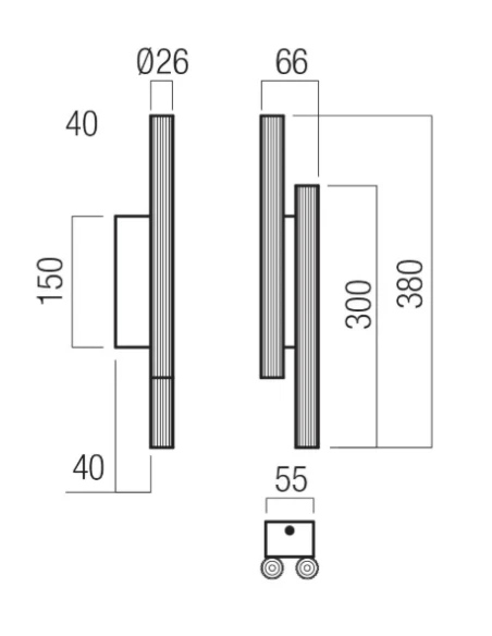 Redo Group - Nikos Lampada da Parete Doppia - Oro Opaco