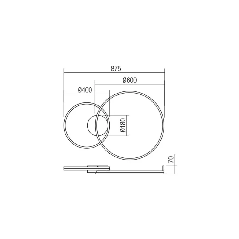 Redo Group - Orbit Lampada da Soffitto Doppia - Nero Opaco