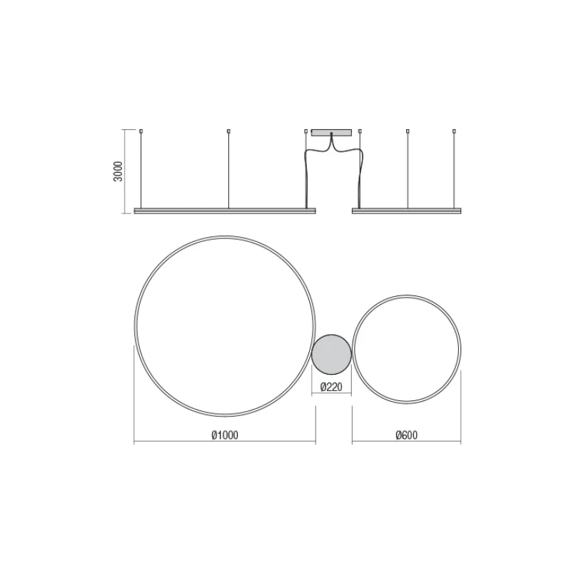 Redo Group - Orbit Lampada a Sospensione Doppia - Nero Opaco