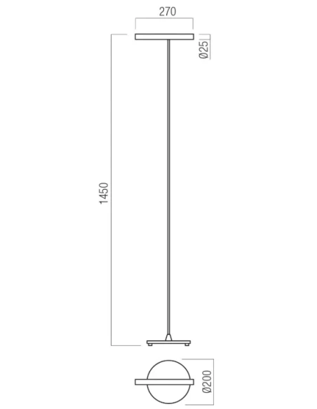 Redo Group - Praxi Floor Lamp - Matt Black / Foggy Nickel